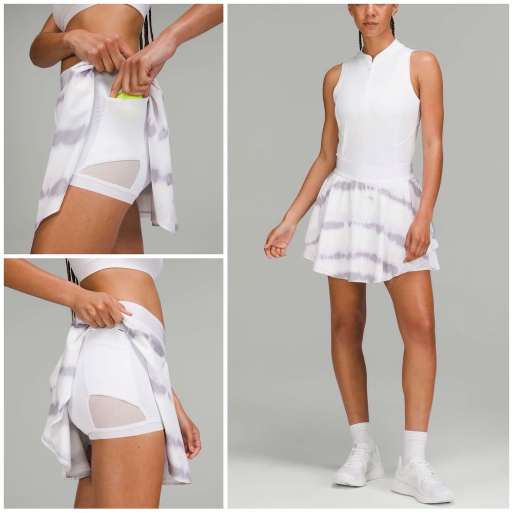 Lululemon Court Rival HR Tennis Skirt white Lavender sz 12